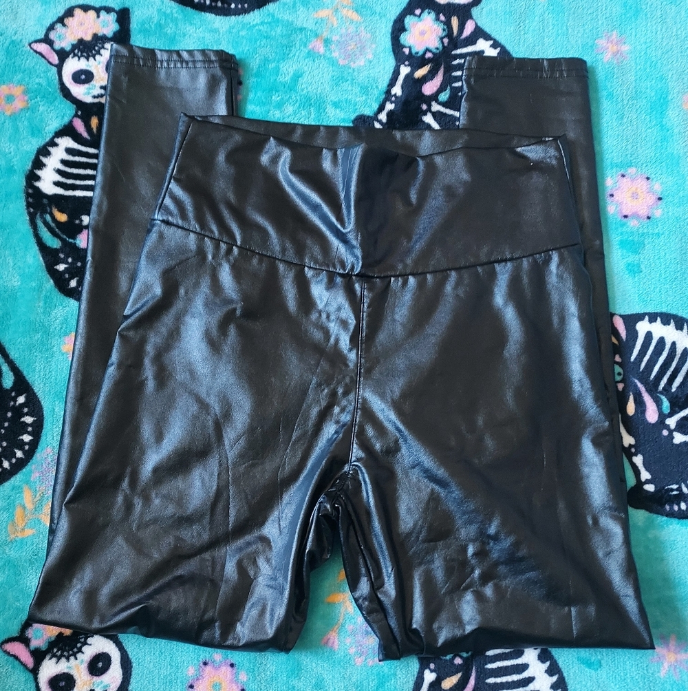High-Waisted Black Faux Leather Leggings